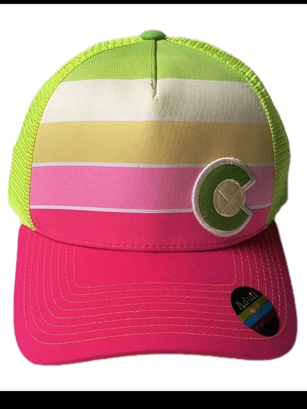 YoColorado Neon Retro Stripe Trucker Hat NWOT Adult Snapback MSRP $30